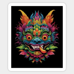 Aztec Chupacabra Colorful Drawing - Mythical Mesoamerican Art Sticker